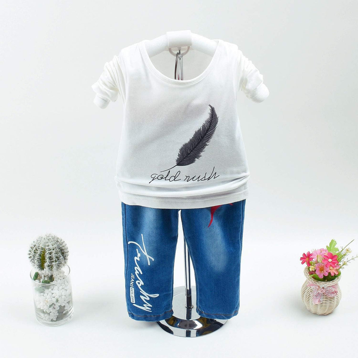 Spring Autumn Baby Boys Clothing Set 3Pcs Long Sleeve T-Shirt Leather Jacket And