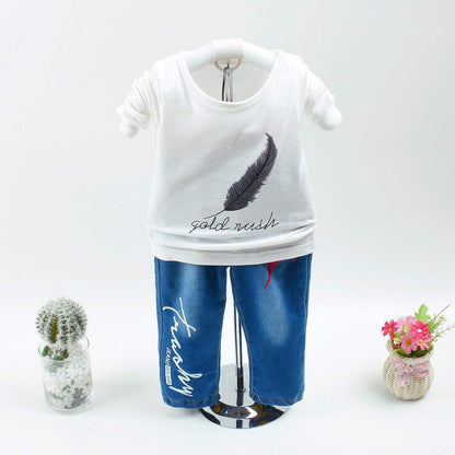 Spring Autumn Baby Boys Clothing Set 3Pcs Long Sleeve T-Shirt Leather Jacket And