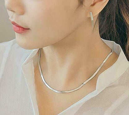 Simple Sexy Gold Silver Plated Shiny Flat Plain Snake Bone Chain Choker Necklace