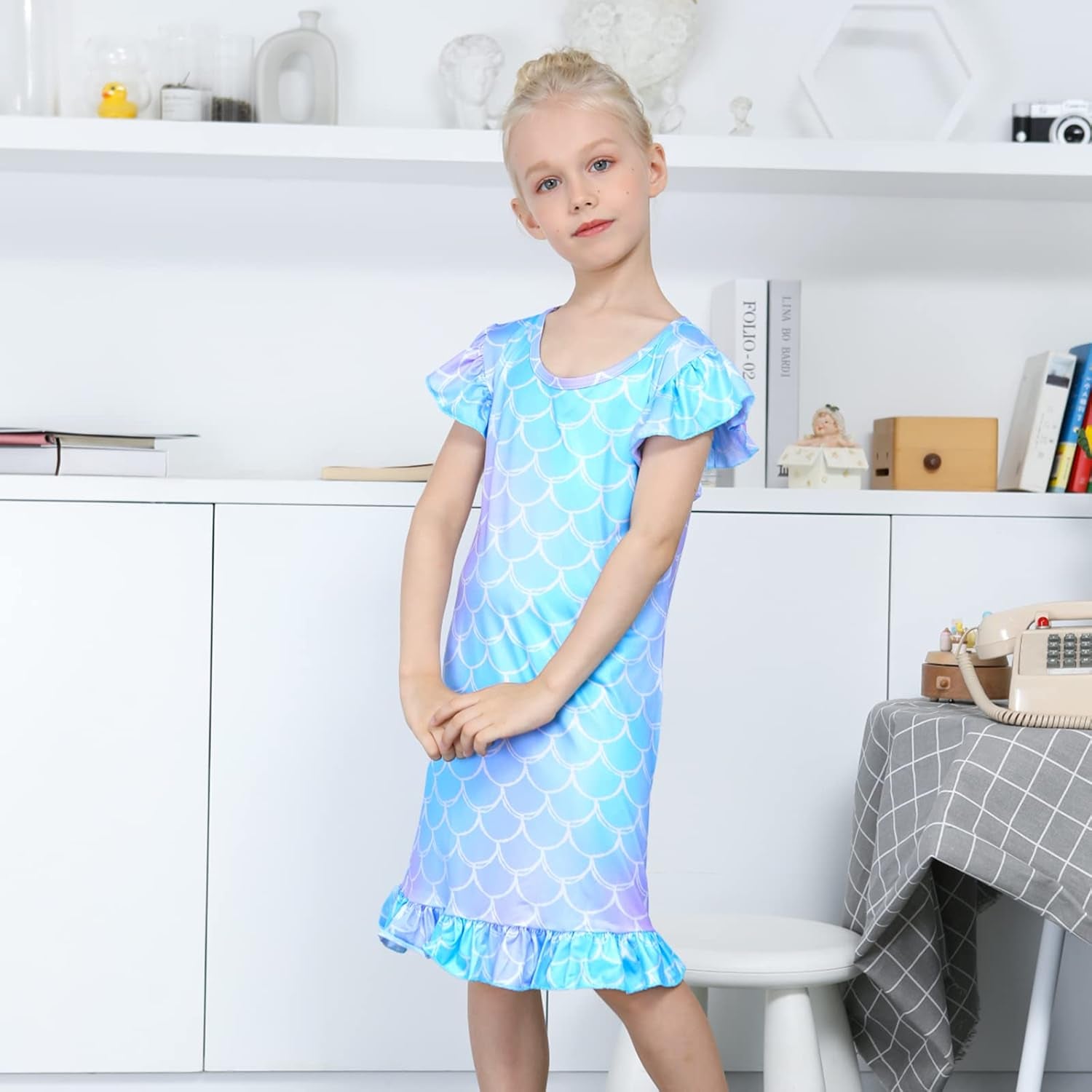 Kid Girls Nightgown Night Dress Unicorn Rainbow Princess Pajamas Sleepwear Nightie