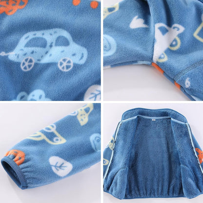 Toddler Kids Polar Fleece Jacket, Thickened Full-Zip Long Sleeve Warm Coats Outwear for Baby Boys Girls Autumn Spring Winter