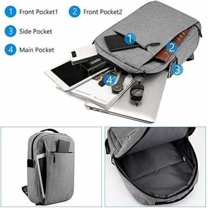 Mens Women Laptop Backpack Waterproof USB Rucksack Travel School Shoulder Bag