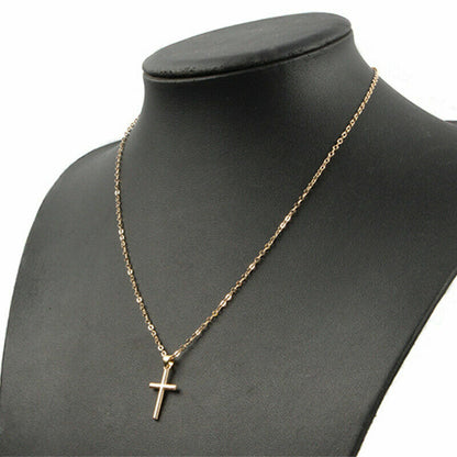 Christian Religious Silver Gold Chain Pendant Charm Small Cross Necklace Choker
