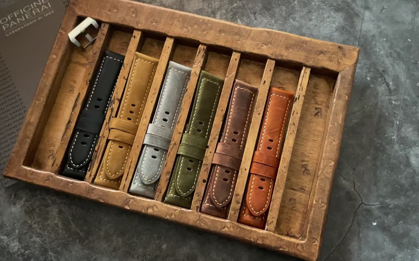 24Mm Black Vintage Leather Watch Strap Band Made for Panerai