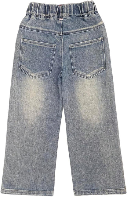 4-10Years Spring Fall Little Big Girls T Shirt and Jeans 2Pcs Clothing Sets