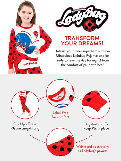 Girls Pyjamas | Snug Fitting Girls Pjs | Ladybug Pyjamas for Kids