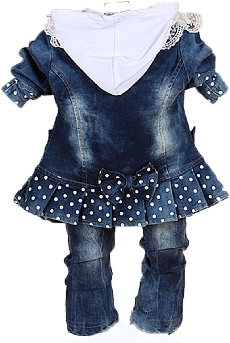 Baby Girls Denim Clothing Sets 3 Pieces Sets T Shirt Denim Jacket and Jeans