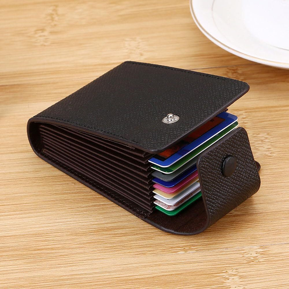 Credit Card Holder PU Leather ID Badge Money Pocket Purse 10 Slots Slim Case UK