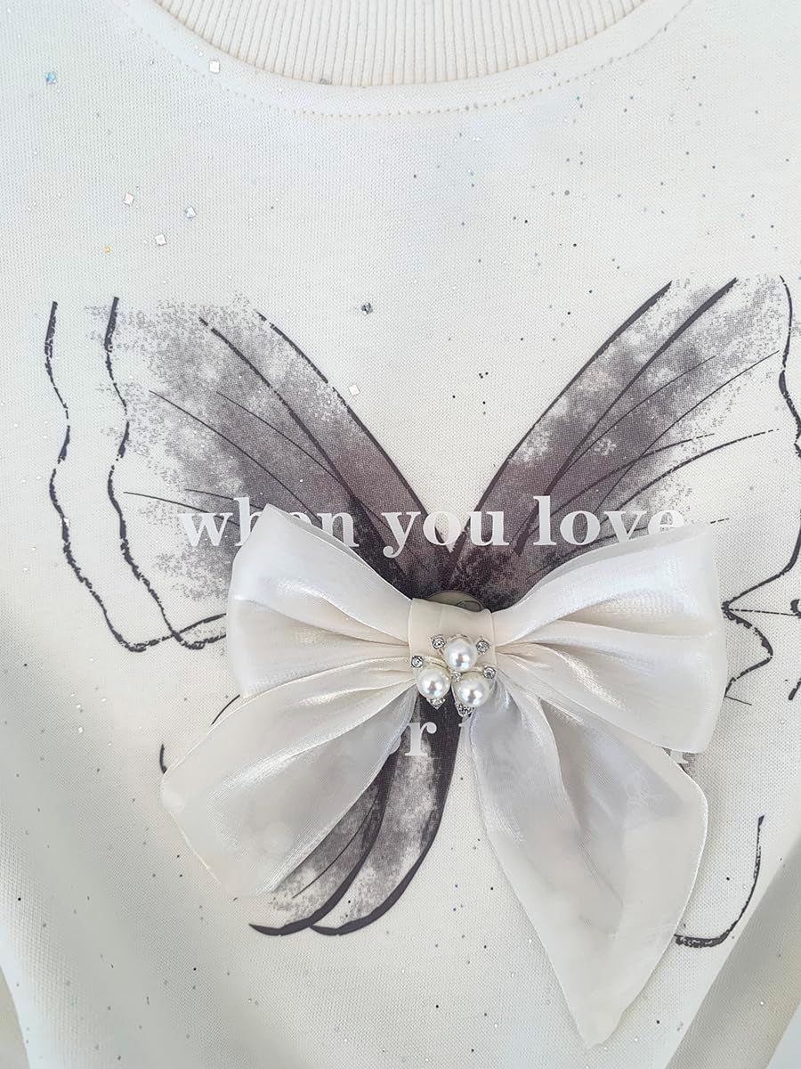 4-10Years Spring Fall Little Big Girls T Shirt and Jeans 2Pcs Clothing Sets