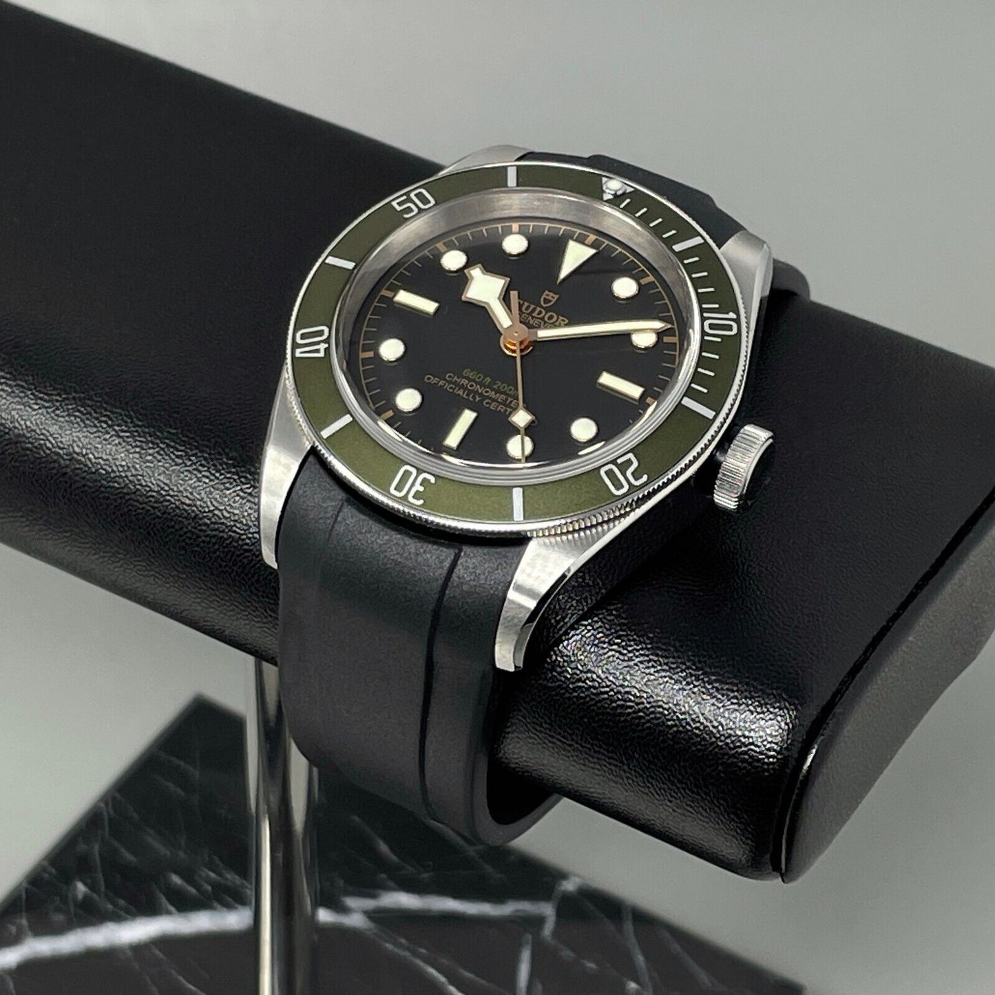 22Mm Black Curved End FKM Rubber Watch Strap Band for Tudor Black Bay GMT Chrono