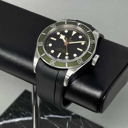 22Mm Black Curved End FKM Rubber Watch Strap Band for Tudor Black Bay GMT Chrono