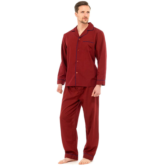 MENS TRADITIONAL PYJAMAS SET PLAIN PJ NIGHTWEAR LOUNGE WEAR TOP PANTS TROUSERS