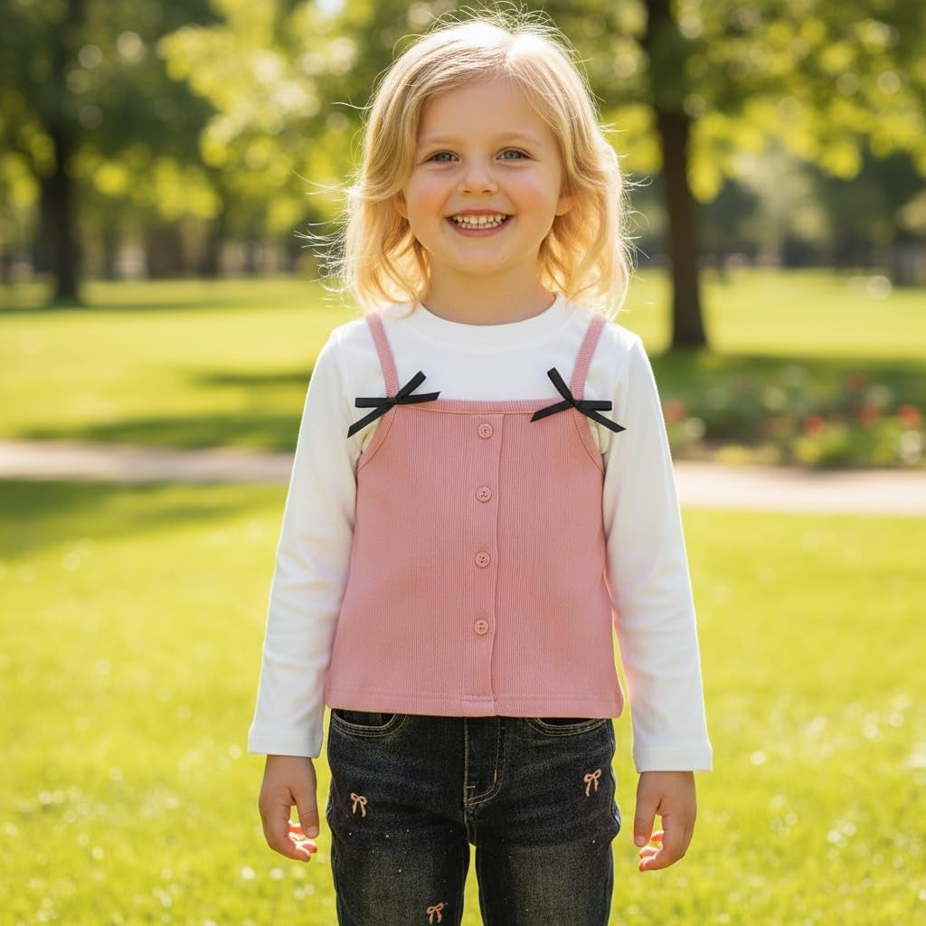 2-7T Spring Fall Summer Little Girls 2Pcs Clothing Set T Shirt and Jeans