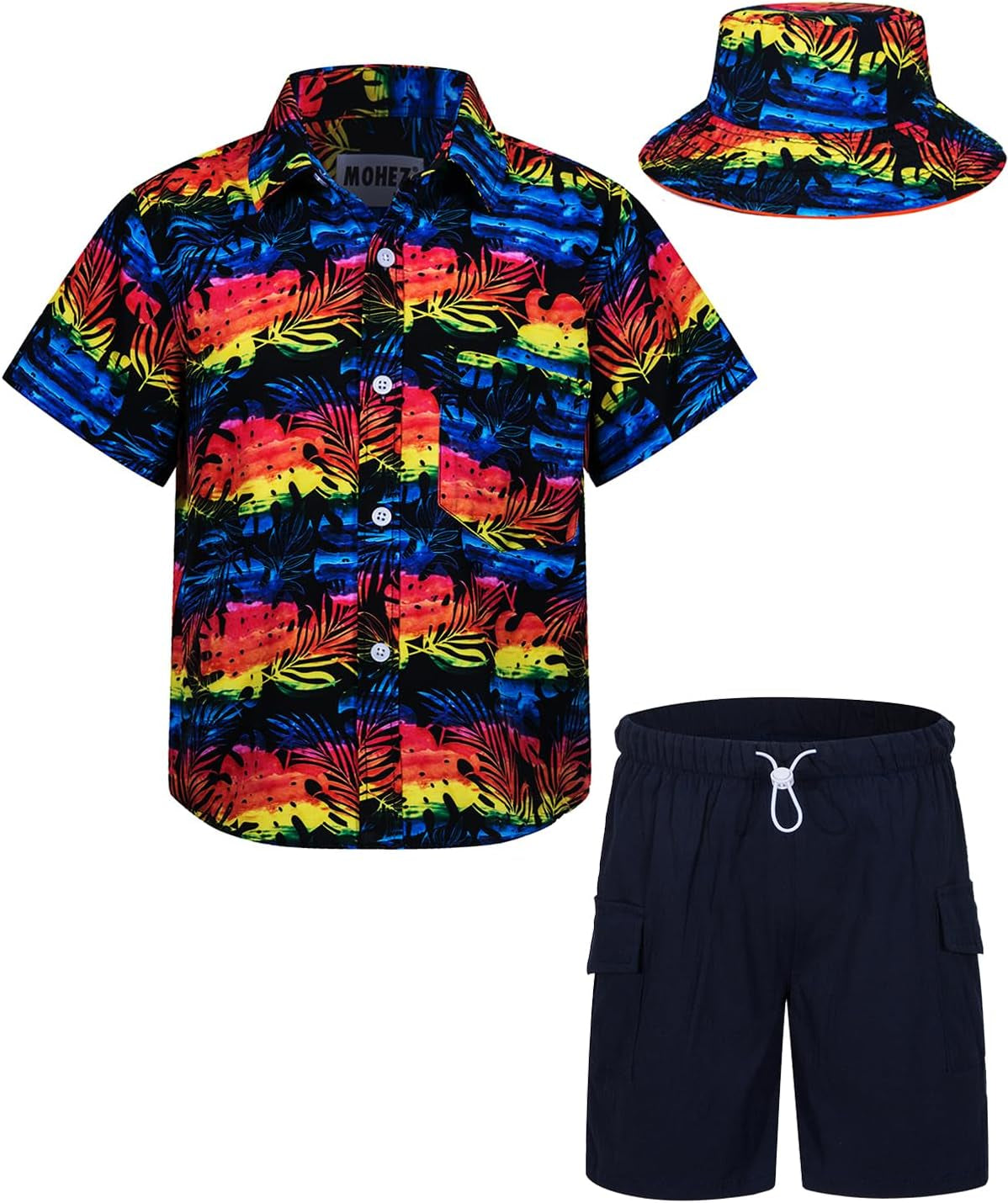 Boys Hawaiian Shirt and Short Set Summer Outfit Kids 2 Piece Festival Clothes Button down Shirts Clothes Set for Kids
