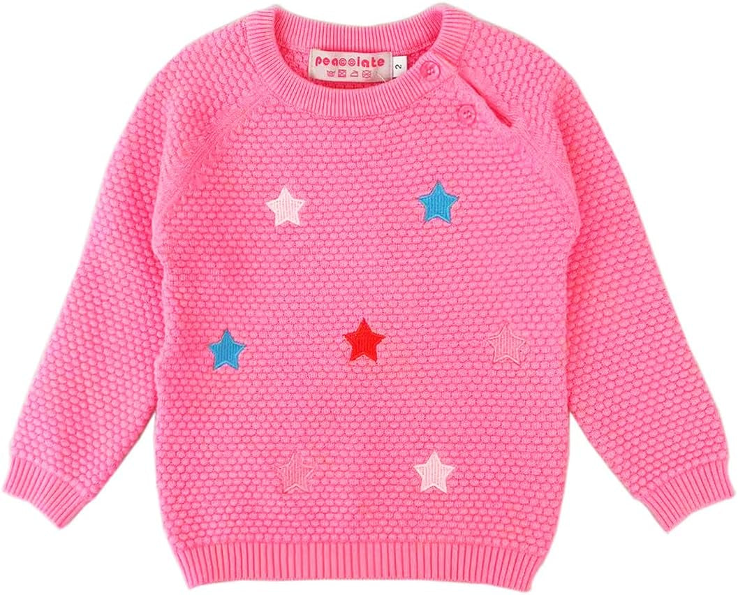 2-10Years Spring Autumn Girls 2Pcs Clothing Sets Long Sleeve Knit Sweater and Embroidery Jeans