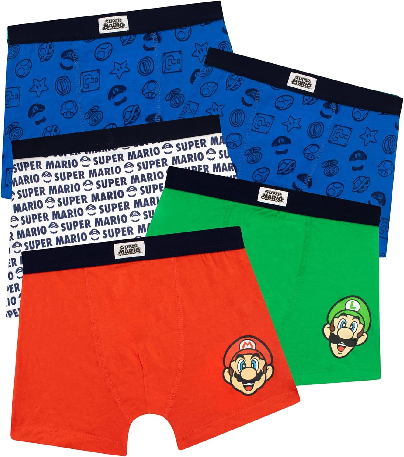 Boys Mario Briefs Pack of 5 Underwear for Kids
