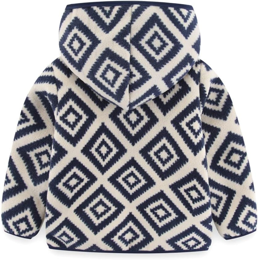 Boys Girls Polar Fleece Jacket with Hood Winter Thick Warm Outerwear Funny Cartoon