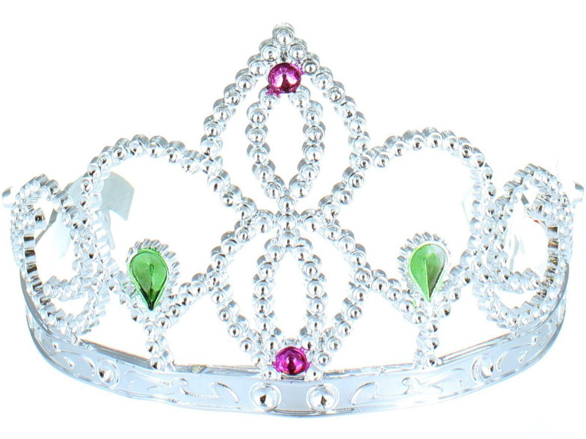 Plastic Woman Wedding Faux Rhinestone Tiara Headband Silver Purple Green Grip