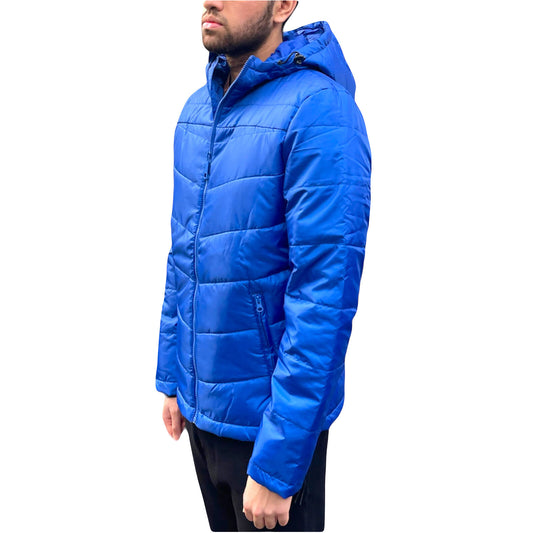Men Winter Padded Hooded Jacket Puffer Lightweight Warm Zip Pockets Coat Outdoor