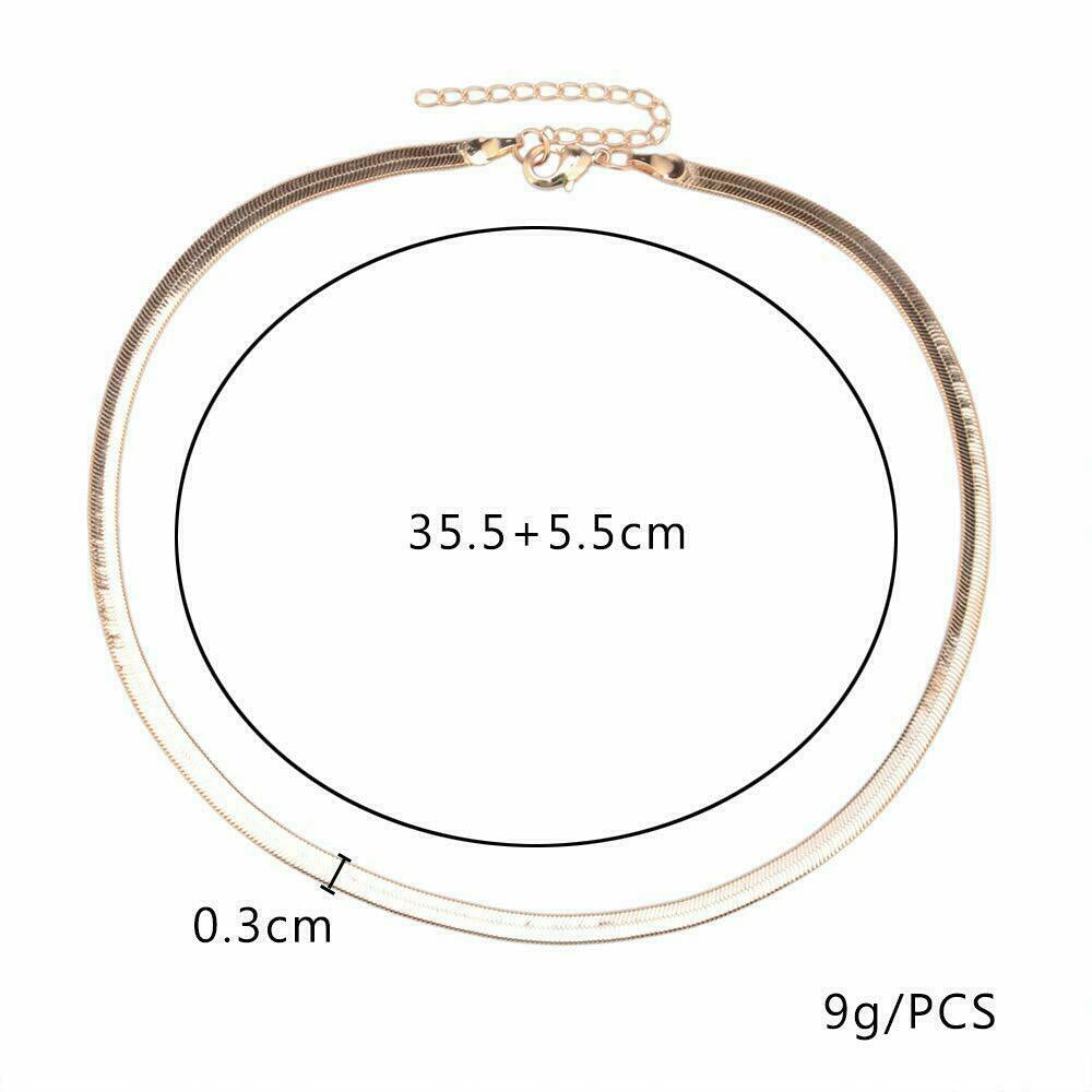 Simple Sexy Gold Silver Plated Shiny Flat Plain Snake Bone Chain Choker Necklace