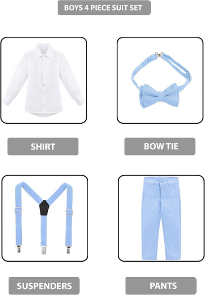 Boys Formal Slim Fit Boy Pant Set of 4 Pcs, Gentleman Wedding Outfits, Formal Dress Set