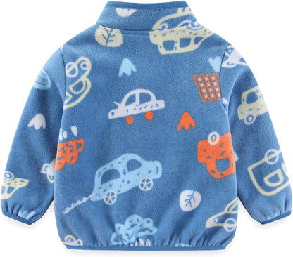 Toddler Kids Polar Fleece Jacket, Thickened Full-Zip Long Sleeve Warm Coats Outwear for Baby Boys Girls Autumn Spring Winter