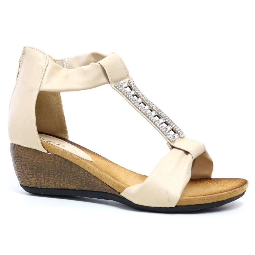 LADIES WEDGE SANDALS WOMENS HEELS NEW FANCY SUMMER DRESS PARTY BEACH SHOES SIZE