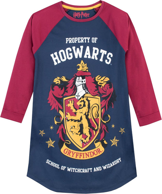 Girls Nightdress | Gryffindor Girls' Nighties | Long Sleeve Hogwarts Nightie for Kids