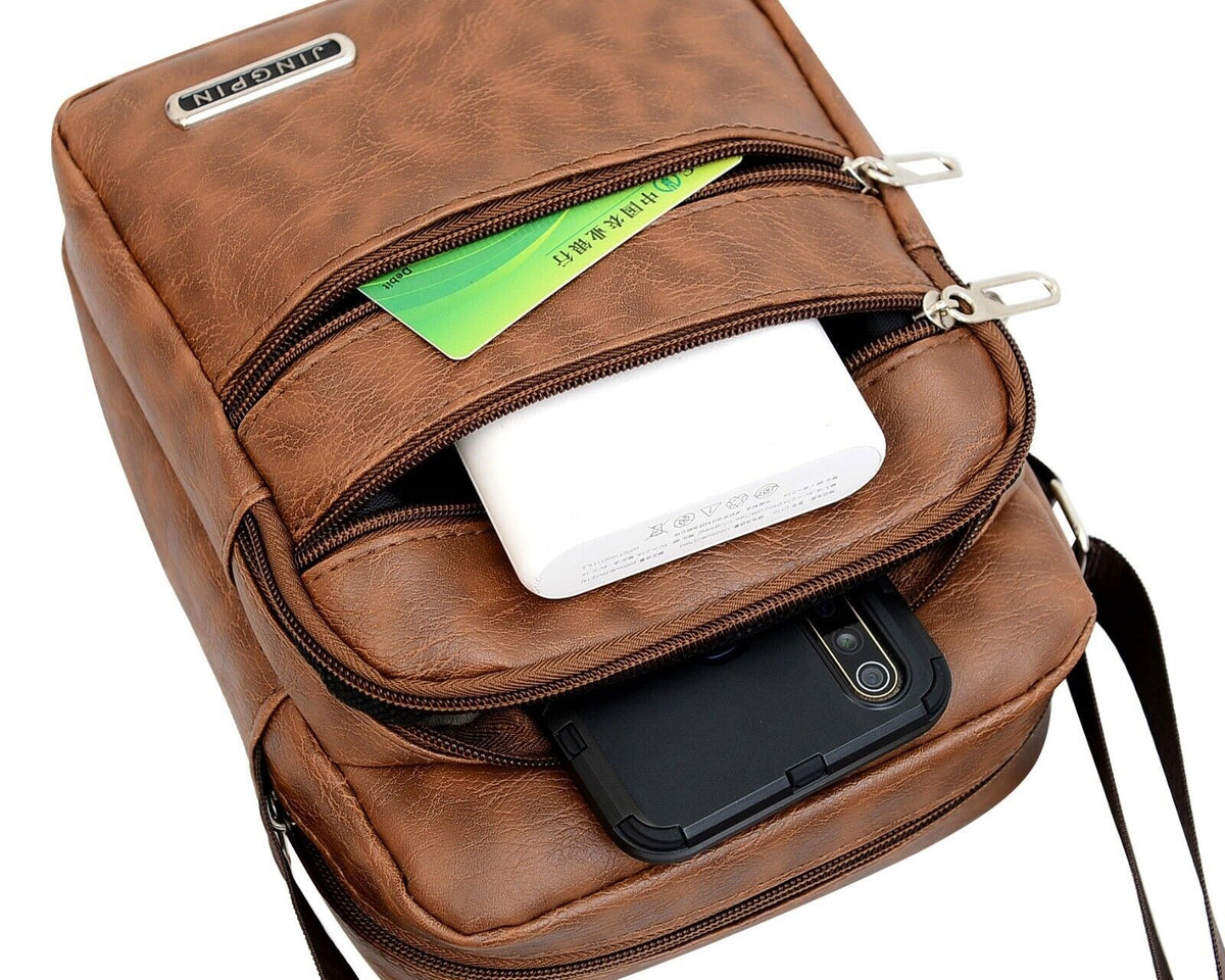 Men Small Laptop Messenger Bags Men'S Leather Shoulder Bag Crossbody Wallet Bags