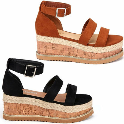 Ladies Wedge Platform Sandals Fancy Summer Dress Heels Walking Party Shoes Size