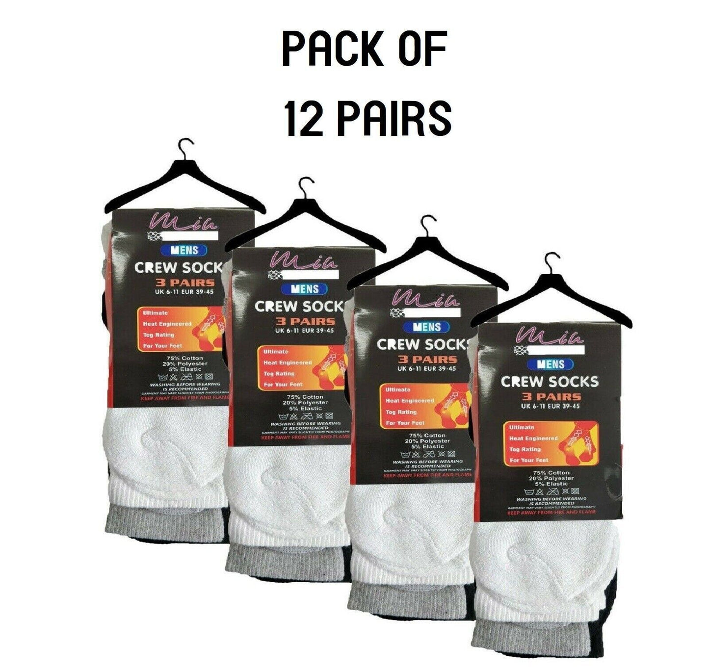 12 Pairs Mens Working Sock Ankle Socks Heel and Toe Protection Adults Size 6-11