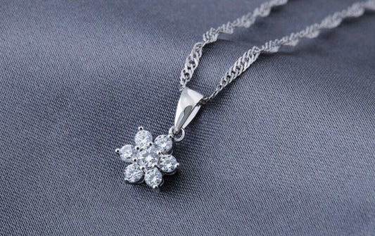 Snowflake Pendant 925 Sterling Silver Chain Necklace Womens Girls Jewellery Gift