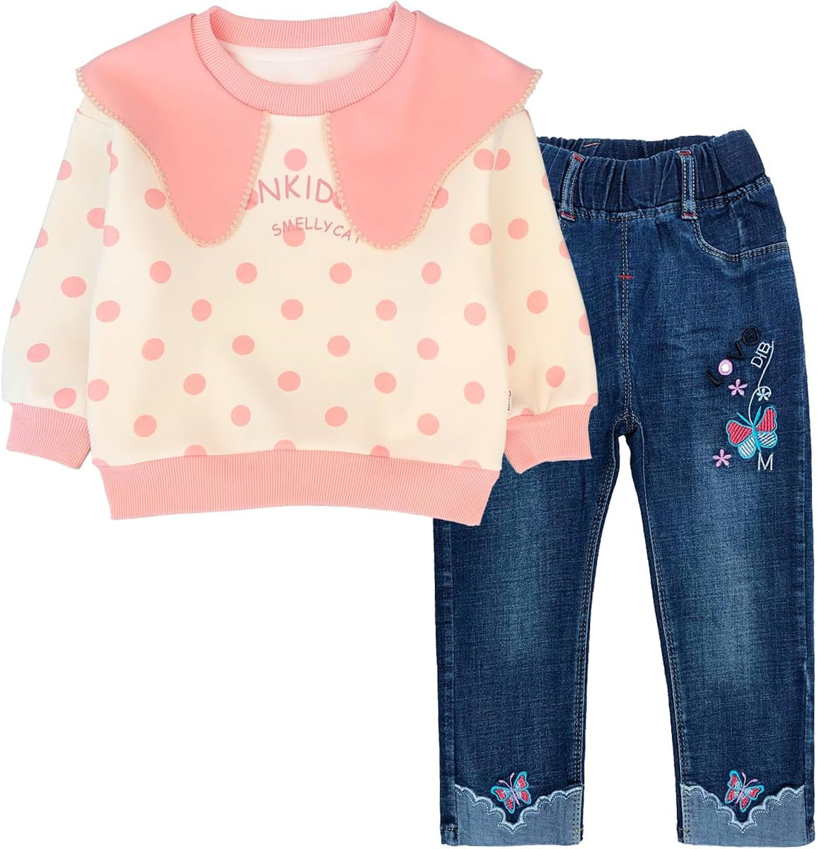 2-7T Spring Fall Little Girls 2Pcs Clothing Set T Shirt and Jeans