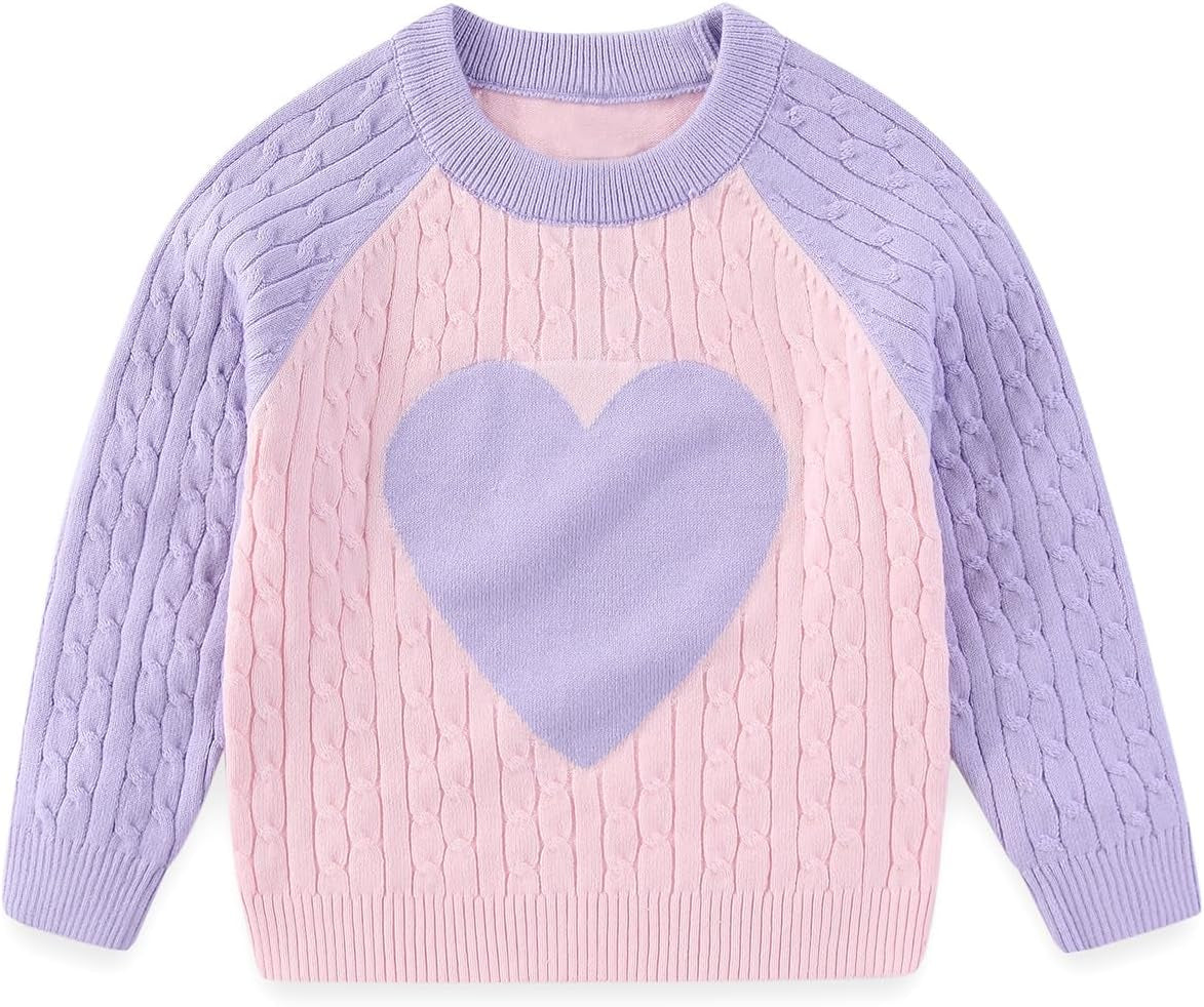 2-7T Spring Fall Little Girls 2Pcs Clothing Set Heart Sweater and Straight Jeans