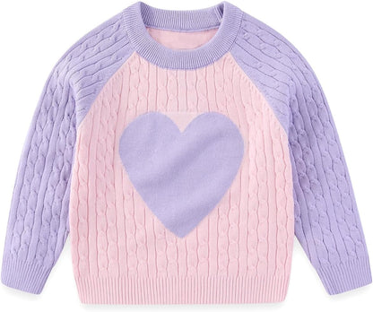 2-7T Spring Fall Little Girls 2Pcs Clothing Set Heart Sweater and Straight Jeans