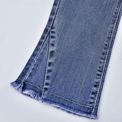 2-11T Toddler Big Girls Pants Clothing Set 2Pcs Cotton Top and Jeans