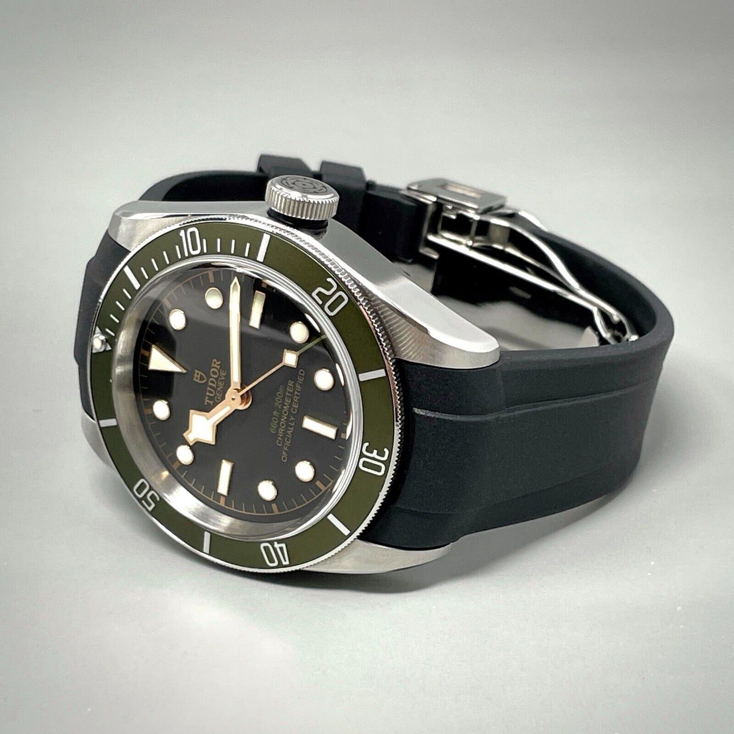 22Mm Black Curved End FKM Rubber Watch Strap Band for Tudor Black Bay GMT Chrono