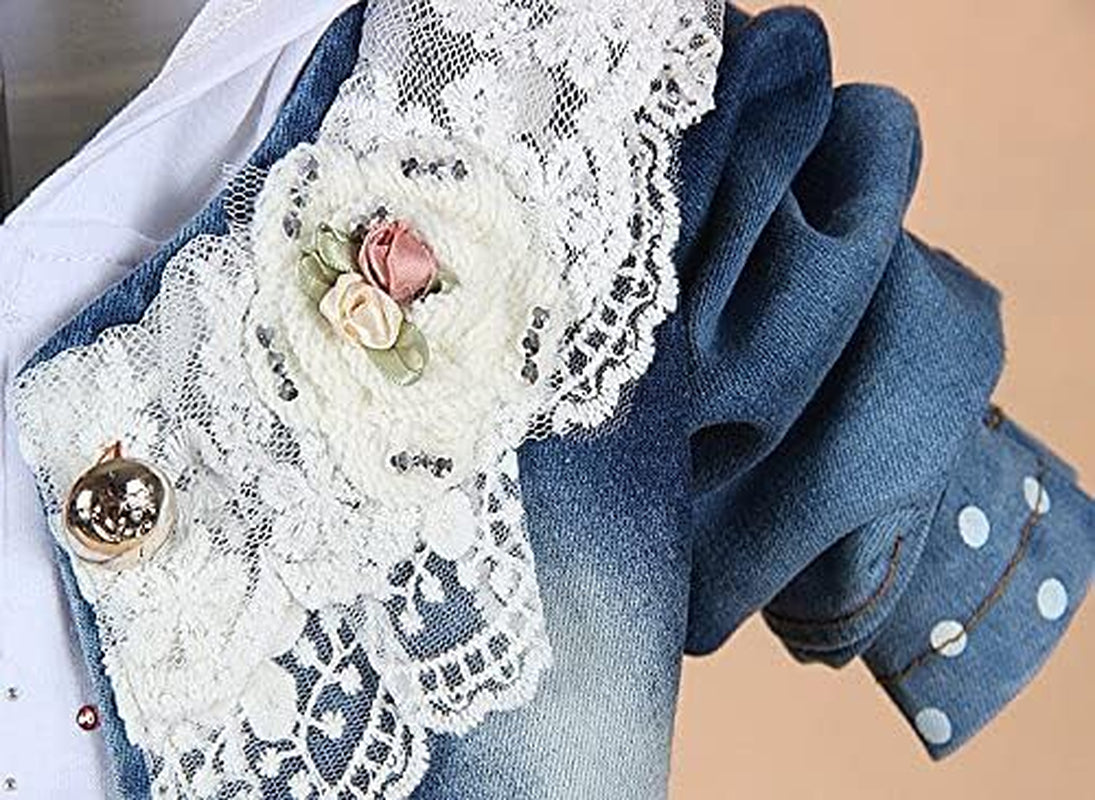 Baby Girls Denim Clothing Sets 3 Pieces Sets T Shirt Denim Jacket and Jeans