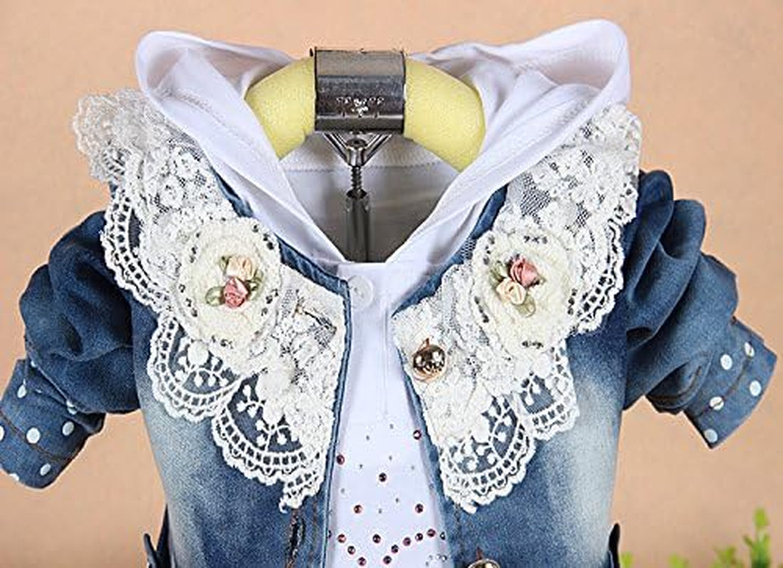 Baby Girls Denim Clothing Sets 3 Pieces Sets T Shirt Denim Jacket and Jeans