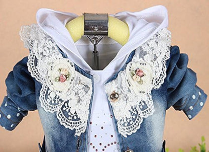 Baby Girls Denim Clothing Sets 3 Pieces Sets T Shirt Denim Jacket and Jeans