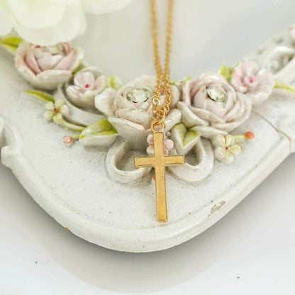 Christian Religious Silver Gold Chain Pendant Charm Small Cross Necklace Choker