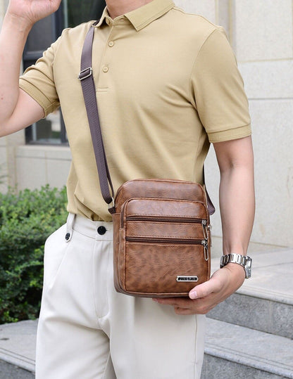 Men Small Laptop Messenger Bags Men'S Leather Shoulder Bag Crossbody Wallet Bags
