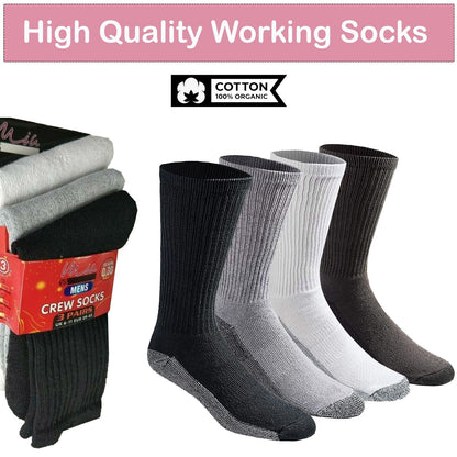 12 Pairs Mens Working Sock Ankle Socks Heel and Toe Protection Adults Size 6-11